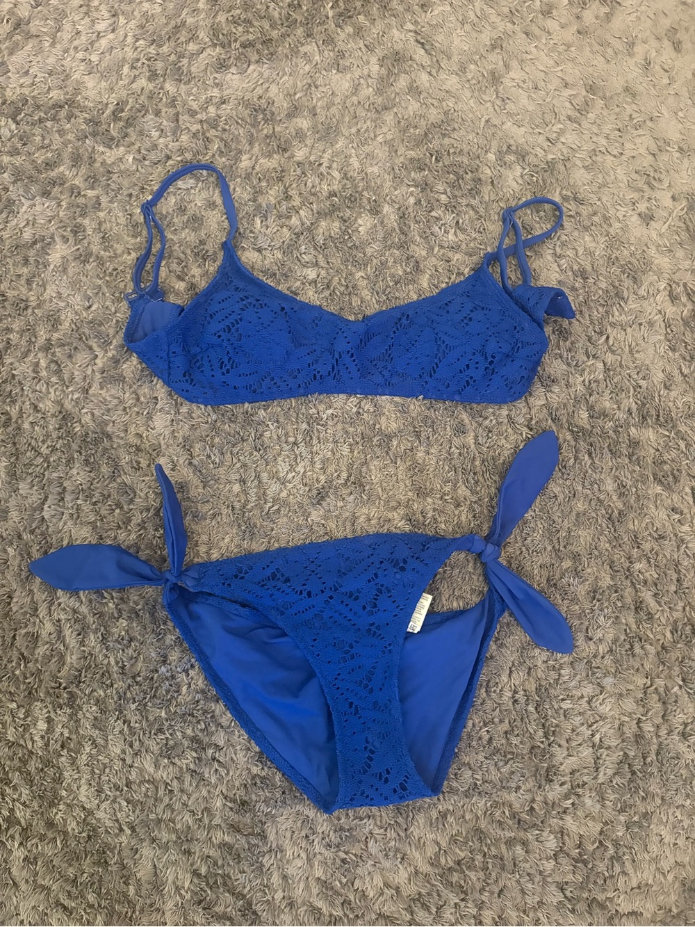 Aerie Blue Crochet Bikini Set - Women's Swim